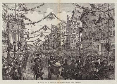 Het Bezoek van de Koningin aan Birmingham, de Processie die Langs New-Street Gaat door Walter Paget